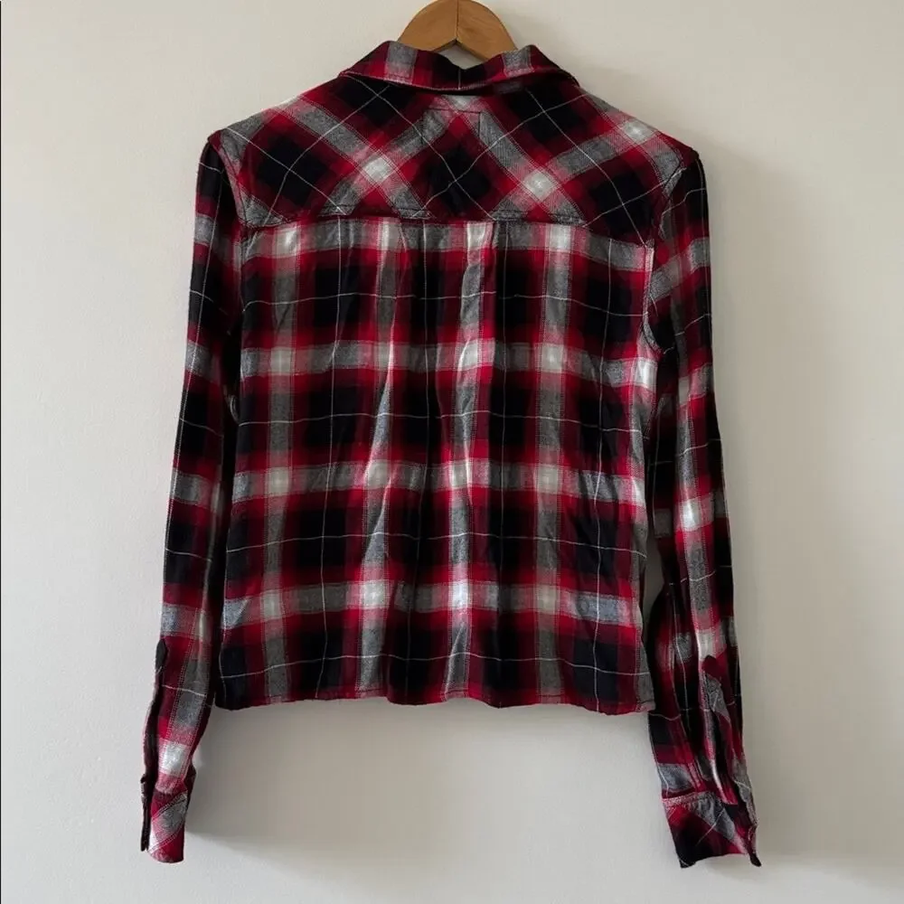 Rails Plaid Flannel Button Down Shirt Red Black Women’s Size XS Coastal Cowgirl